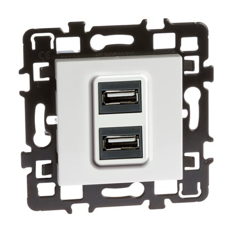 Prise chargeur USB Double type A Blanc Prise chargeur USB Double type A Blanc
