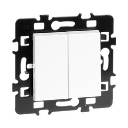 Lot de 10 Commandes Double poussoir à fermeture sans voyant Blanc