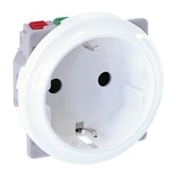 Prise 16A Courant fort 2P+T Schuko Blanc
