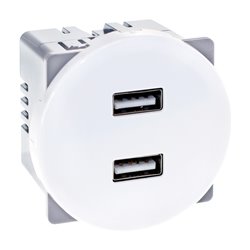 Prise chargeur USB Double type A Blanc