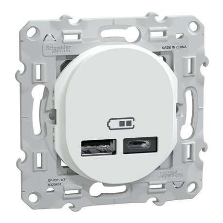 Double chargeur USB A+C 12W Ovalis S320401 Blanc Double chargeur USB A+C 12W Ovalis S320401 Blanc
