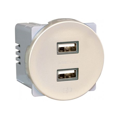 Prise chargeur USB Double type A Titane Prise chargeur USB Double type A Titane