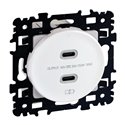 Prise chargeur USB Double type C Blanc