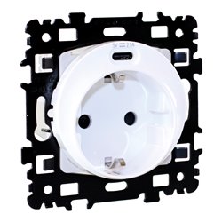 Prise 16A Combinée 2P+T USB type C Schuko Blanc