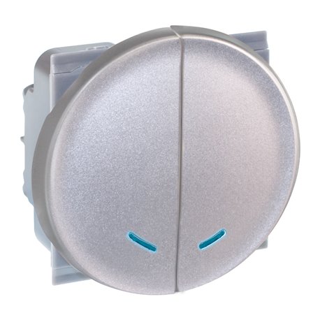 Commande Combiné poussoir avec voyant Silver Commande Combiné poussoir avec voyant Silver