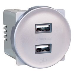 Prise chargeur USB Double type A Silver