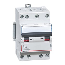 Disjoncteur DX34500 6kA bornes a vis 4P 400V 16A courbe C 3 modules 406910