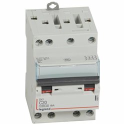 Disjoncteur DX34500 6kA bornes a vis 4P 400V 20A courbe C 3 modules 406911
