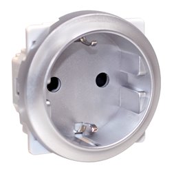 Prise 16A Courant fort 2P+T Schuko Silver