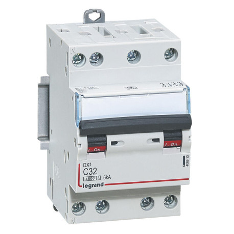 Disjoncteur DX34500 6kA bornes a vis 4P 400V 32A courbe C 3 modules 406913