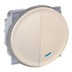 Commande Combiné poussoir + va et vient avec et sans voyant Titane