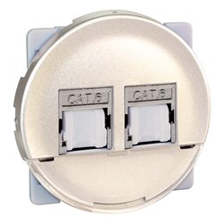 Prise RJ45 Double Grade 2 TV Cat 6 Titane