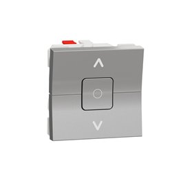 Interrupteur volet-roulant 3 touches 6A Unica NU320830 Aluminium 2 modules mécanisme seul