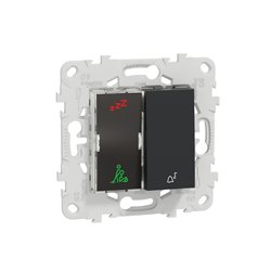Sonnette + voyant indicateur chambre hôtel Unica NU577754 anthracite mécansime et support