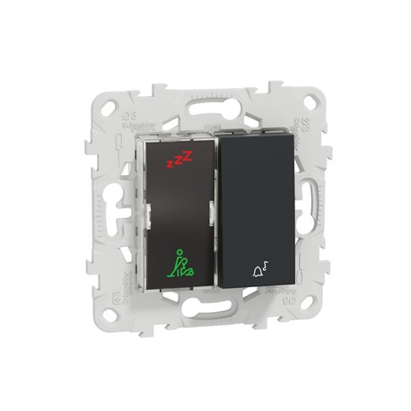 Sonnette + voyant indicateur chambre hôtel Unica NU577754 anthracite mécansime et support