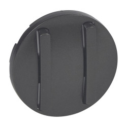 Enjoliveur etroit Celiane double interrupteur va-et-vient poussoir graphite 065202