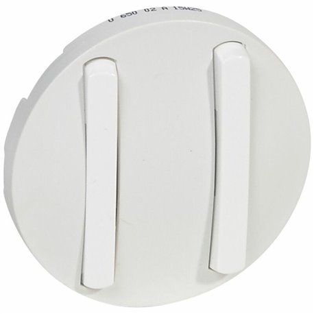Enjoliveur etroit Celiane double interrupteur va-et-vient ou poussoir blanc 065002
