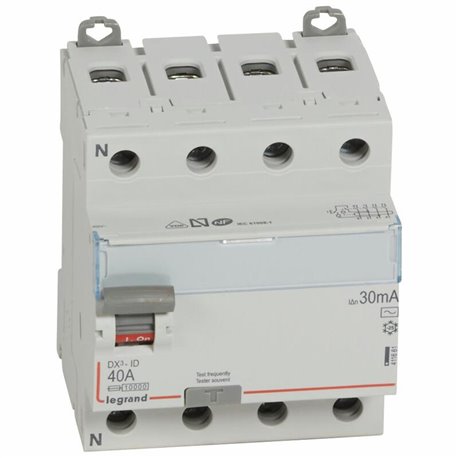 Interrupteur differentiel DX3 4P 400V 40A typeAC 30mA 411661