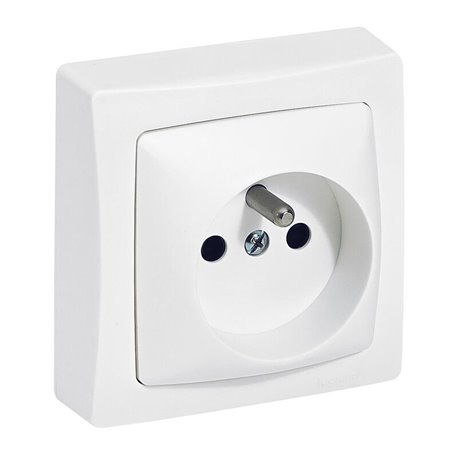 Prise de courant 2P+T a bornes automatiques Appareillage saillie complet blanc 086027