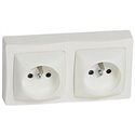 Prise de courant 2x2P+T bornes automatiques Appareillage saillie complet blanc 086076