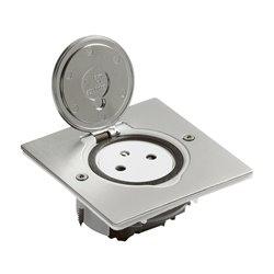 Prise de sol simple 2P+T Surface 16A 250V avec platine carré en inox brossé 089760