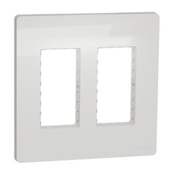 Support + plaque pour boîte concentration Unica NU022418 Blanc 2 colonnes de 4 modules