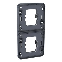 Cadre support Double vertical pour interrupteurs/prises Gris