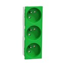Prise triple 2P+T FR 45° Unica NU307906 Vert mécanisme seul