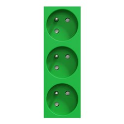 Prise triple 2P+T FR 45° Unica NU307906 Vert mécanisme seul