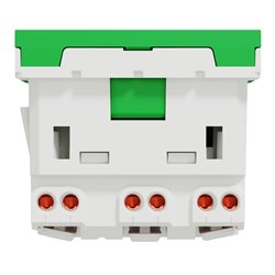 Prise triple 2P+T FR 45° Unica NU307906 Vert mécanisme seul