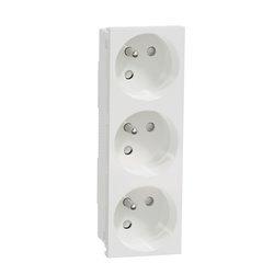 Prise triple 2P+T FR 45° Unica NU307918 Blanc mécanisme seul