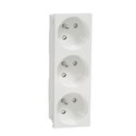 Prise triple 2P+T FR 45° Unica NU307918 Blanc mécanisme seul