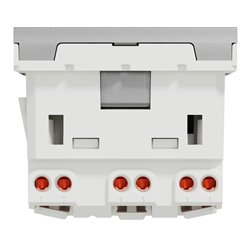 Prise triple 2P+T FR 45° Unica NU307930 Aluminium mécanisme seul
