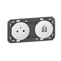 Prise 2P+T Surface + chargeur 2 USB Type-A dooxie 3A precables finition blanc600342