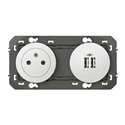 Prise 2P+T Surface + chargeur 2 USB Type-A dooxie 3A precables finition blanc600342