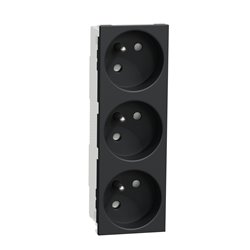 Prise triple 2P+T FR 45° Unica NU307954 Anthracite mécanisme seul