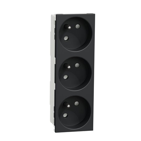 Prise triple 2P+T FR 45° Unica NU307954 Anthracite mécanisme seul Prise triple 2P+T FR 45° Unica NU307954 Anthracite mécanisme seul