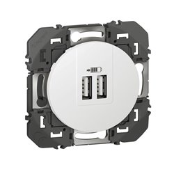 Double chargeur USB Type-A dooxie 3A 15W finition blanc600343