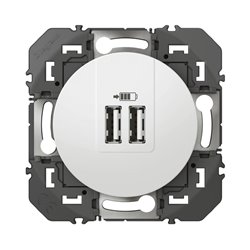 Double chargeur USB Type-A dooxie 3A 15W finition blanc600343