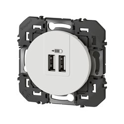Double chargeur USB Type-A dooxie 3A 15W finition blanc600343