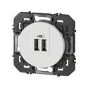 Double chargeur USB Type-A dooxie 3A 15W finition blanc600343