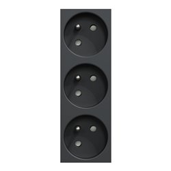 Prise triple 2P+T FR 45° Unica NU307954 Anthracite mécanisme seul