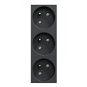 Prise triple 2P+T FR 45° Unica NU307954 Anthracite mécanisme seul