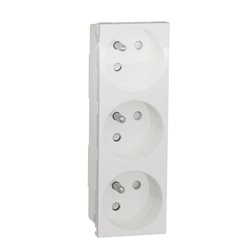 Prise triple 2P+T FR spéciale goulotte Unica NU307918T Blanc mécanisme seul