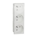 Prise triple 2P+T FR spéciale goulotte Unica NU307918T Blanc mécanisme seul