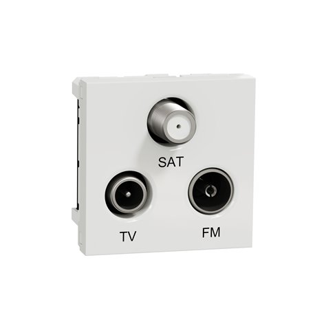 Prise TV + FM + SAT Unica NU345018 Blanc 2 modules mécanisme seul Prise TV + FM + SAT Unica NU345018 Blanc 2 modules mécanisme seul