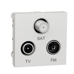 Prise TV + FM + SAT Unica NU345020 Blanc antibactérien 2 modules mécanisme seul