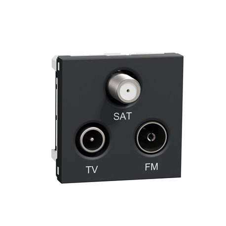 Prise TV + FM + SAT Unica NU345054 anthracite 2 modules mécansime seul