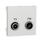 Prise TV + FM individuel Unica NU345118 Blanc 2 modules mécanisme seul