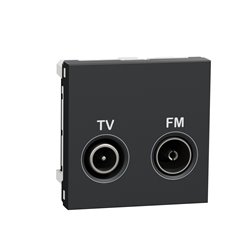 Prise TV + FM individuel Unica NU345154 anthracite 2 modules mécansime seul